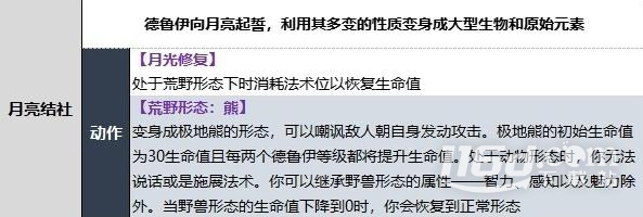 《博德之门3》德鲁伊月亮结社子职业技能详情