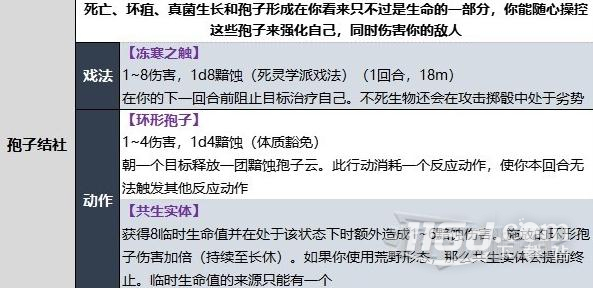 博德之门3德鲁伊孢子结社子职业技能一览